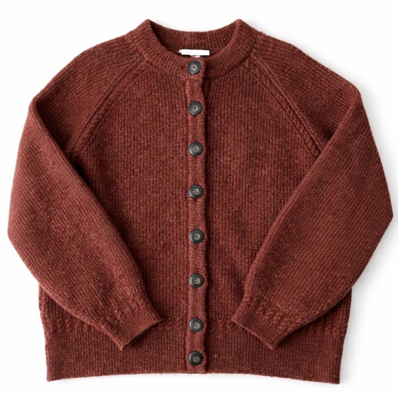 Sézane Othello Cardigan Alpaca Wool Chunky Knit Button Front, Mocha Brown S - Picture 2 of 7